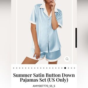 NWT Light Blue Satin Button Down Pajama Set🩵